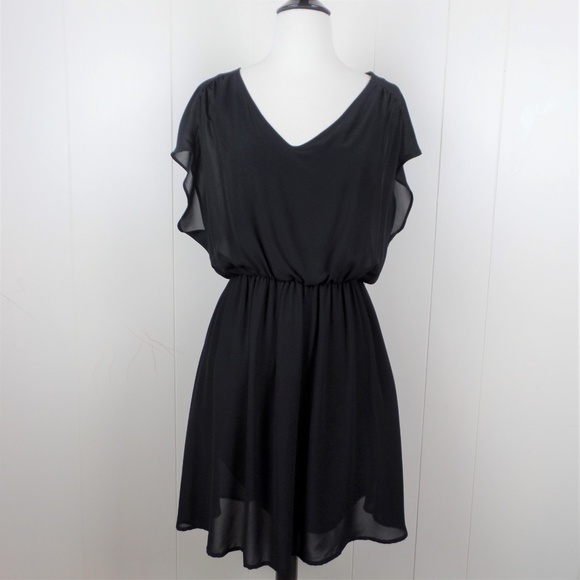 Lush chiffon short sleeve dress L - Picture 3 of 4
